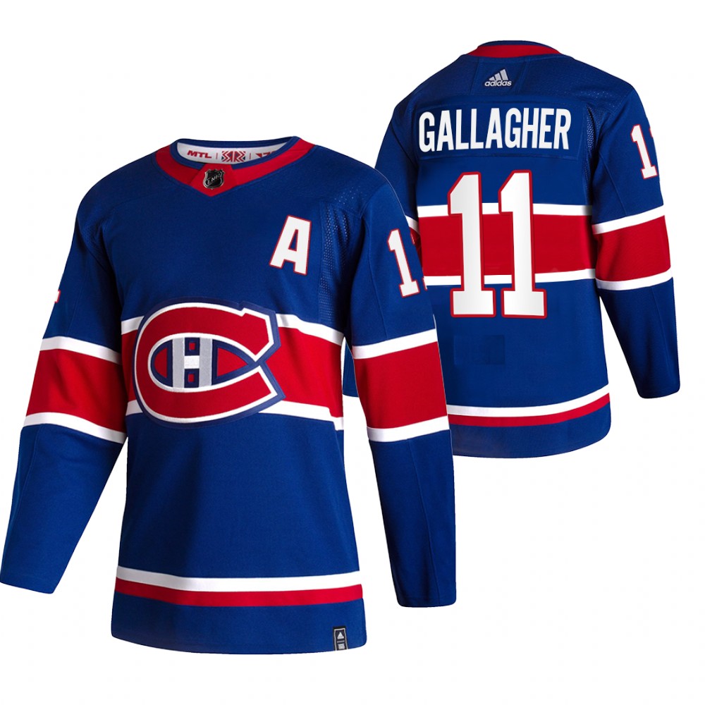 2021 Adidias Montreal Canadiens 11 Brendan Gallagher Blue Men Reverse Retro Alternate NHL Jersey